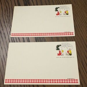 2 Vtg. Hallmark Index Cards of Charlie Brown & Lucy From the First Year 3 x 5"